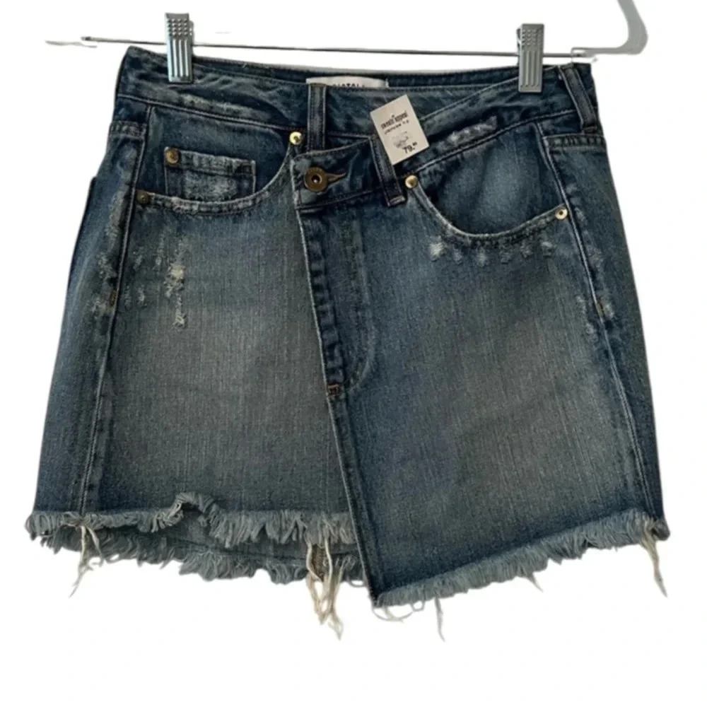 Pistola Criss Cross Denim Skirt NWT